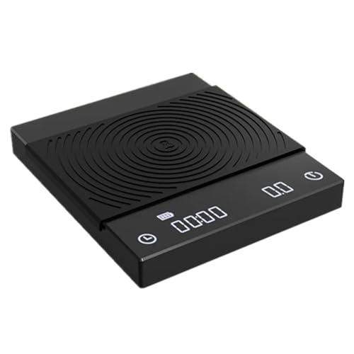 HFWRDVJCM para Uso doméstico y de Oficina Báscula de Cocina básica Black Mirror, Nueva versión, con Temporizador automático for Espresso y vertido Digital.(Black)