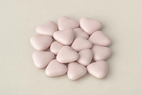 Dragées Petits Coeurs au Chocolat Suprême, 70% Cacao, 21 Couleur au Choix, Fabrication Artisanale Française, 250g (Rose)