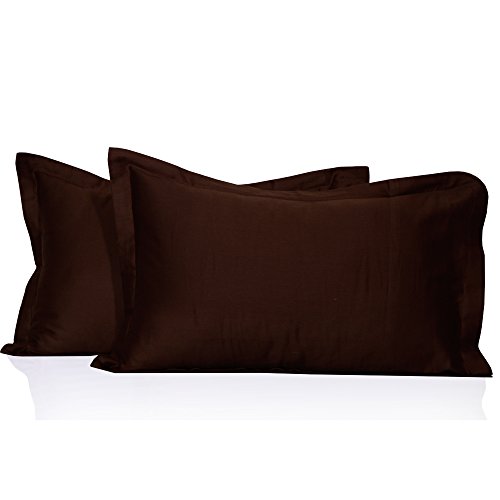 Furnish Homes 650 Thread Count 2 Piece Pillow Shams 100% Egyptian Cotton Solid Pattern All Size & Colors (Queen, Chocolate)