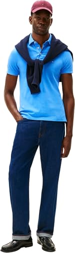Tommy Hilfiger Herren Poloshirt Kurzarm 1985 Slim Fit, Blau (Blue Spell), L – Ansicht 5