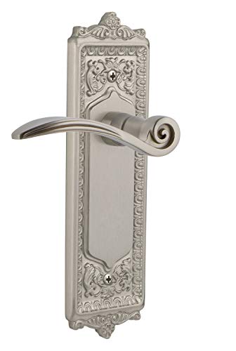 Image of Nostalgic Warehouse Egg & Dart Plate Privacy Swan Lever in Satin Nickel