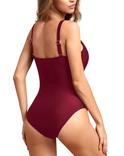 Image of Upopby Women's Vintage Padded Push up One Piece Swimsuits Tummy Control Bathing Suits Plus Size Swimwear