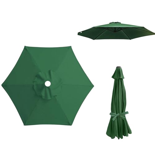 maxant Replacement Parasol Canopy,Garden Umbrella Cover Replacement Parasol Fabric Cover for Garden Umbrella (Green, 2.7 m / 6 Ribs)