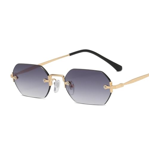 Sunglasses Uv400 Protection | Small Rimless Grey Gradient | Women Men for Outdoor Sports & Driving3