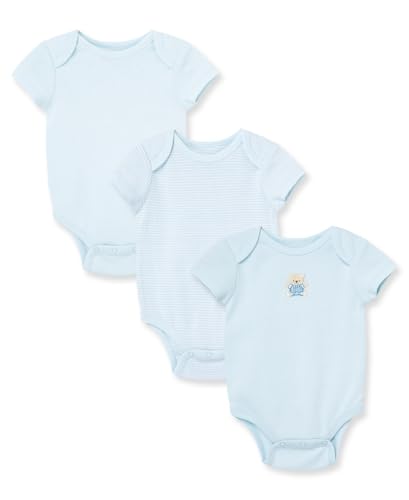 Little Me Baby-Boys Newborn Cute Bear 3 Pack Bodysuit, Blue/Multi, 3 Months