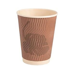 (500 PACK 12oz Bamboo Ripple Hot Cups – Leak-Proof, Heavy-Duty Plant-Based Cups – Eco-Friendly Solution for Hot Beverages – Sustainable Choice for Home and Office