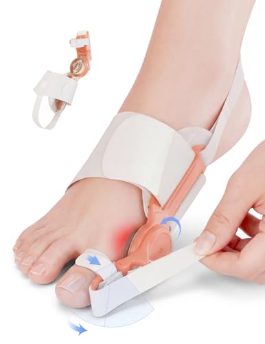 Ashomie Bunion Corrector for Women & Men, Orthopedic Hallux Valgus Splint with Stepless Adjustment for Big Toe Pain Relief & Gentle Toe Alignment, Breathable Fabric for All-Day Wear (Orange 1PC)