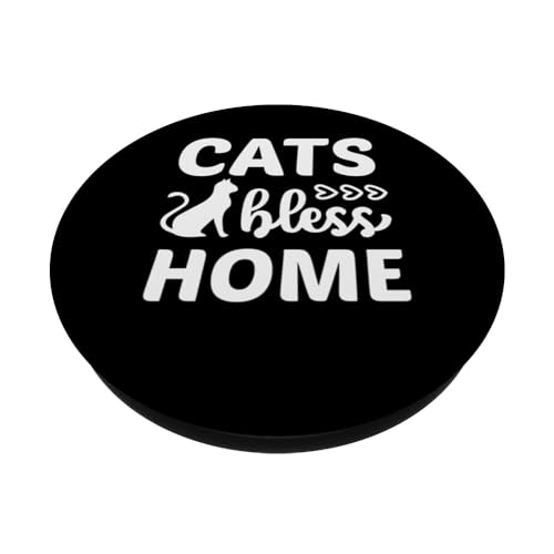 Cat Bless Home Cat Lover's Kitty Mom Owner PopSockets Swappable PopGrip, Black - Image 2