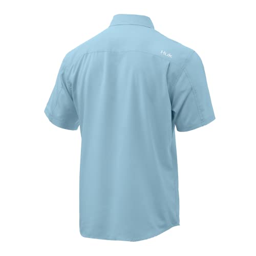 Image of HUK Men's Tide Point Kc Scott Original Artwork Short Sleeve Shirt, Fishing Button Down
