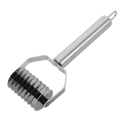 Lurrose Laminoir à Pâtes Manuel en Acier Inoxydable Argenté – Coupe-Pâtes Rouleau Ergonomique Antidérapant – Outil de Découpe pour Spaghettis et...