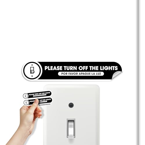 Image of Bilingual Turn Off The Lights Stickers | 2 Pack Please Turn Off Light Stickers | Permanent Matte Vinyl | English and Spanish (Small)