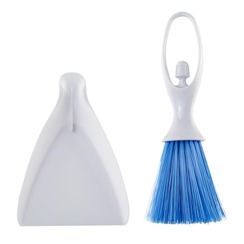 Kleiner Besen und Kehrschaufel Set - Kunststoff Mini Kehrschaufel und Besen Set zum Reinigen - Engelsform Handbesen und Kehrschaufel Set für Tastatur, Tisch, Sofa, Schublade, Kofferraum,