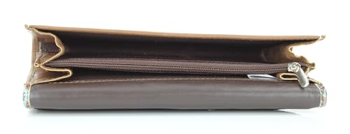 American Bison Women’s Wallet – Floral Print Flap with Logo Concho or Engraved Metal Plate, Zip Pocket & Organizer (Engraved Metal Plate)3