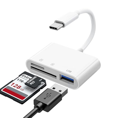 SD Card Reader, SD Card Adapter with SD MicroSD USBC Memory Card Reader for iPhone 15 16, iPad, Mac, MacBook Pro/Air, Android and More USB-C/Type C Devices (USB C 3 IN 1)