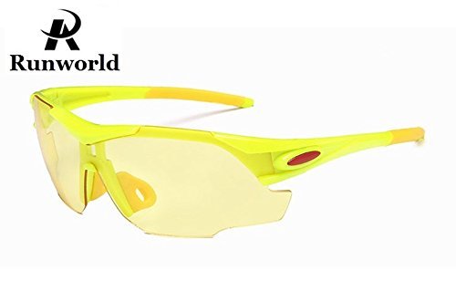 Men's HD Night View Driving Glasses Polarized Anti-Glare Rain Day Night Vision Cycling Sunglasses (Fluorescent Green9191)