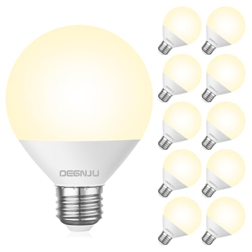 Image of DEGNJU LED Vanity Light Bulbs, 60W Equivalent, Bathroom Light Bulbs 3000K Warm White, 800 Lumens, G25 Globe Bulb for Makeup Mirror, Round Shape, 7W, 120V, Non-Dimmable, 10 Pack