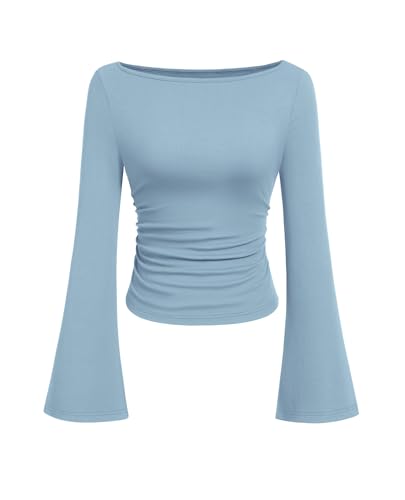 PRETTYGARDEN Womens Long Sleeve Shirts 2026 Spring Crop Goin