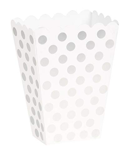Silver Dots Treat Boxes (Pack of 8) - Elegant Paper Party Favor Containers - Perfect For Celebrations & Gifts
