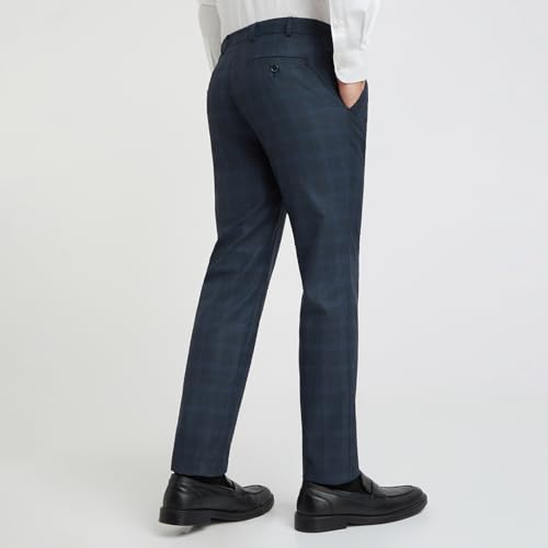 Image of Raymond Men Slim Fit Checks Pattern Polyester Blend Flat Front Formal Trouser