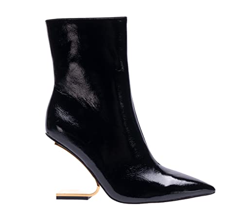 Ninety Union Princess Short Bootie With Cool Metal Heel, Black Patent, 6