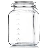 Folinstall Tarros cuadrados de vidrio de boca ancha de 1 galón con tapas herméticas, tarros de conservas resistentes con gran capacidad de