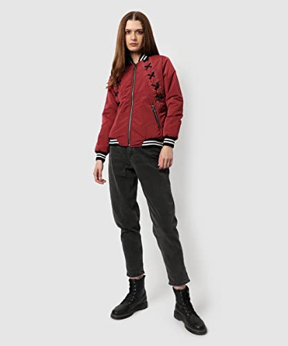Image of PINACOLADA Women's Pink Puffer Regular Fit Bomber Jacket For Winter Wear | Standing Collar | Full Sleeve | Buttoned | Casual Jacket For Woman & Girl | Western Stylish Jacket For Women