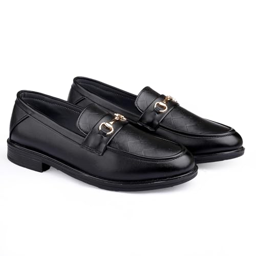Global rich Mens Faux Leather Material Black Buckle Loafer and Mocassion Shoes-Black-7 (B0D6VXYDRG) Amazon Price History, Amazon Price Tracker