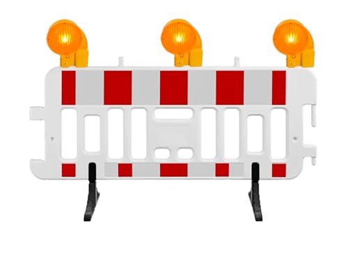 UvV 2m Absperrgitter WEMAS inkl. drehbarer Füße Lampenstutzen als Straßensperre (Teilsperrung) (Teilsperrung ohne Logo, Folie RA1)
