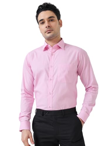 Image of Raymond Men Slim Fit Fil-A-Fil Pattern Pure Cotton Semi Cutaway Collar Full Sleeve Formal Shirt