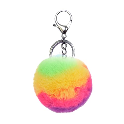 Unpafcxddyig Pom Pom Keychain Artificial Fur Ball Keychains Fluffy Tote Pendant Car Bag Charm (rainbow a)