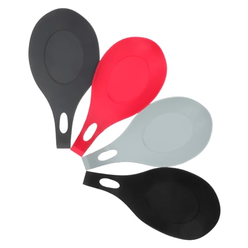 LOORGVEL 4個 シリコン製耐熱スプーンレスト点 キッチン用調理器具ホルダー 軽量で多用途 小型から大型スプーン お玉対応 簡単清掃 再利用可