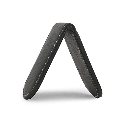 Leatherboss Genuine Leather Slim Magnetic Minimalist Bifold Money Clip Cash Holder Wallet, XL Black