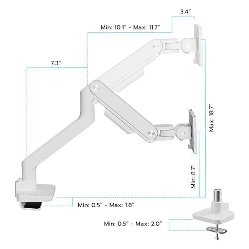 ARES WING Ultrawide Monitor Arm for 17 to 49 Inch and 44 Lbs Screen, White - image 8