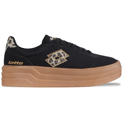 Look Leo alla moda Lotto STACKY AN Donna Sneaker, Black/Leo, 39 EU, Black Leo, 39 EU