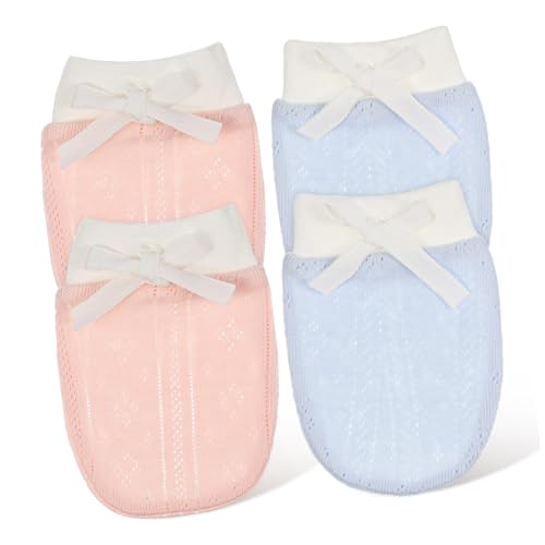2pairs Newborn Mittens Cotton Knit Boy Girl Mittens Non-slip Essential Gloves Boy Girl Comfortable for