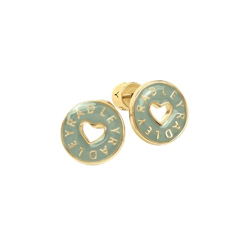 Radley Womens 18ct Gold Plated Pistachio Enamel Heart Cut Out Earrings