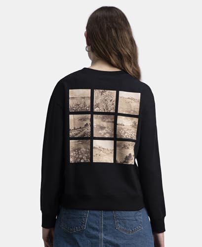Image of Jockey A191 Women Super Combed Cotton French Terry Fabric Printed Sweatshirt