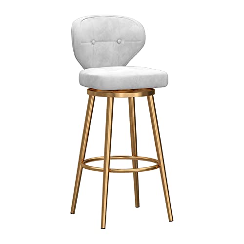 Moderno juego de 2 taburetes giratorios de terciopelo con base dorada, sillas de bar tapizadas en tela negra, asiento elegante y cómodo para el hogar, cocina, blanco, 1 unidad, 75 cm