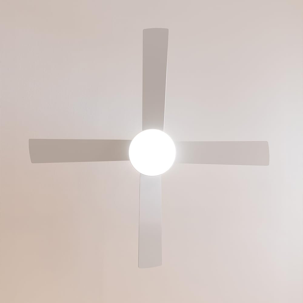 Cecotec Ventilatore da soffitto EnergySilence Aero 5200 White Line. 60 W 52” con luce led, telecomando, 3 velocità, 4 pale e modalità inverno-estate.