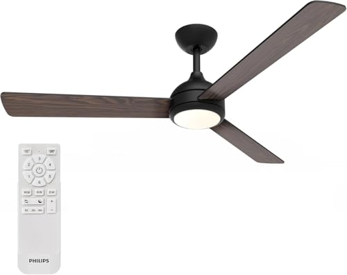 PHILIPS Civx Ventilateur de Plafond avec LED, 3 pales, 132 cm de Diamètre, 2500 Lumens, 3 Nuances de Lumière Blanche (3000 K/4500 K/6500 K), Variation à...