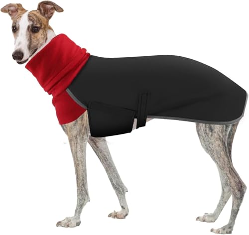 Windhunde-Wintermantel, Salukis Pullover, Whippet, Windhundjacke, wasserdicht, Hunde-Wintermantel für Whippet, wasserdichter Hunderegenmantel, Lurcher-Mäntel, Salukis-Mäntel (Schwarz, S)
