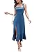 Aupuls Damen Abendkleider Elegant Rüschenkleid Damen Spaghettiträger Cocktailkleid Kleid Damen Elegant Lang Kleid Hochzeit Gast Rückenfreies Kleid Damen Kleidung Kleid Blau Damen Aupg003 Greyblue XL