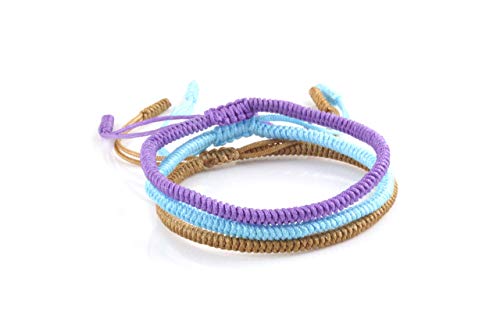 Dowling Brothers Womens 3 Pack Tibetan Monk Lucky Minimal Rope Buddhist Handmade Knot Bracelet