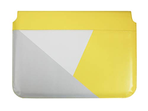 Wallet sleeve en cuir PU jaune et gris au design folio haut de gamme - 2