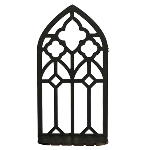 Fuhiueos Vintage Hollowed Window Frame Wall Shelf Wood Black Crystal
