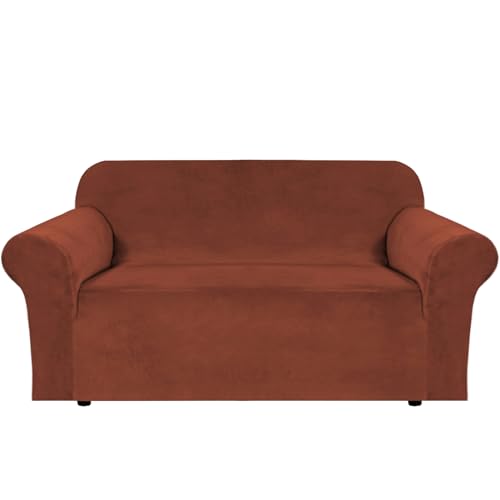 H.VERSAILTEX Stretch Velvet Loveseat Covers for 2 Cushion Couch Covers for Living...