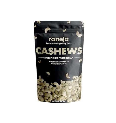 Image of Raneja Premium Cashews (Grade W240) 500g | 100% Natural Whole Kaju Healthy Snacks | Unsalted Cashew Nuts | Crunchy, Nutritious & Delicious Nuts | Rich in Protein, Magnesium & Phosphorus