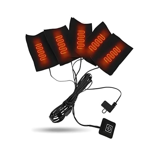 Riscaldatore Elettrico Panno Usb,Cinque Pad riscaldante Usb,Impermeabile Portatile Regolabile Temperatura Elemento riscaldante,Tappetini Riscaldanti per Abbigliamento collo,schiena,vita Invernale