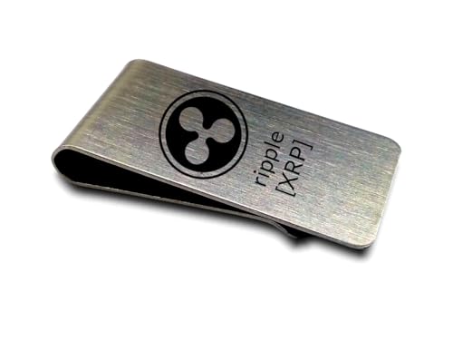 fermasoldi in acciaio spazzolato motivo Ripple XRP Fermasoldi con scritta indicativa elegante argento inox