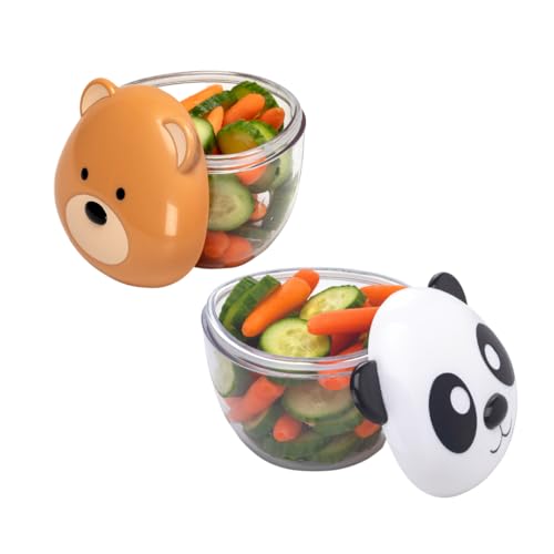 Image of melii 2-Piece Animal Snack Containers for Toddlers and Kids - Airtight, Leakproof Food Storage with Fun Bear and Panda Lids - BPA-Free, Dishwasher Safe, Ideal for Lunchboxes and On-the-Go Snacks